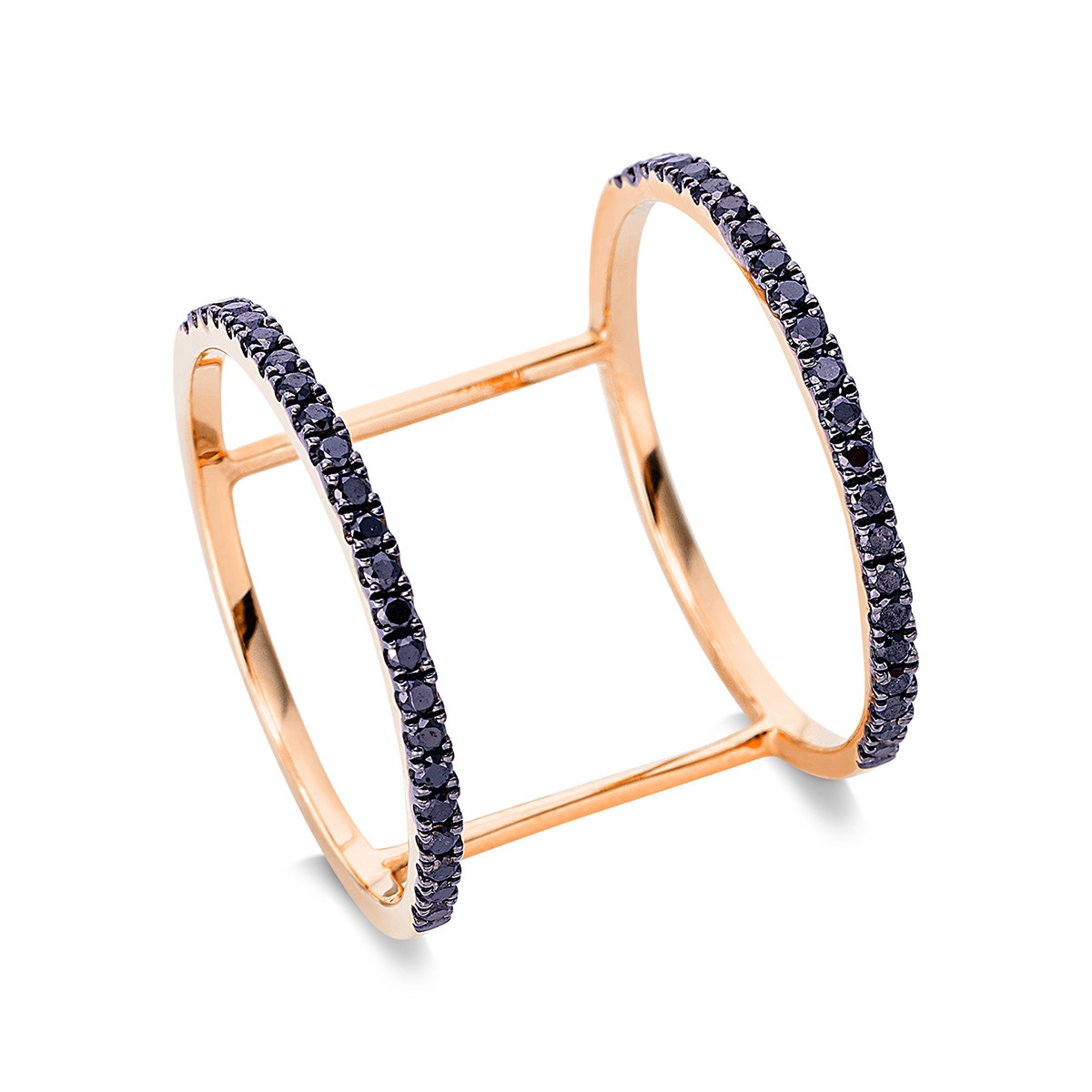 ring 18 kt RG, partly black rhodium plated