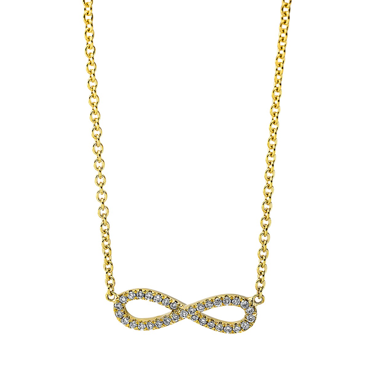 necklace 18 kt YG infinity, with loop at 40 cm + 42.5 cm