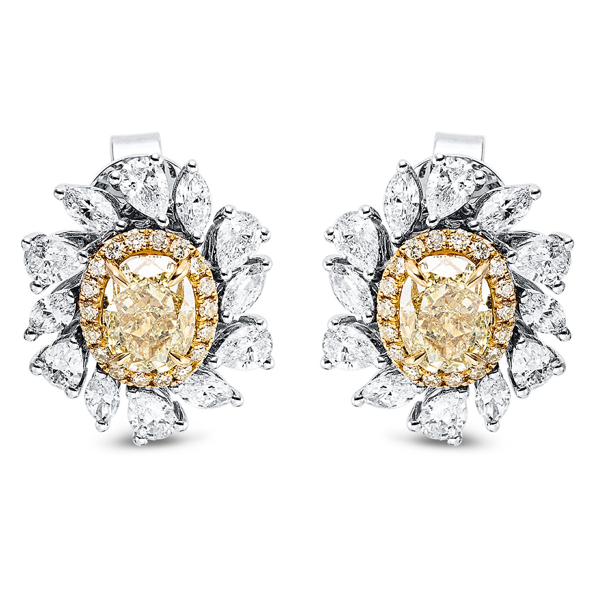 earrings 18 kt WG+YG, GIA 2pcs