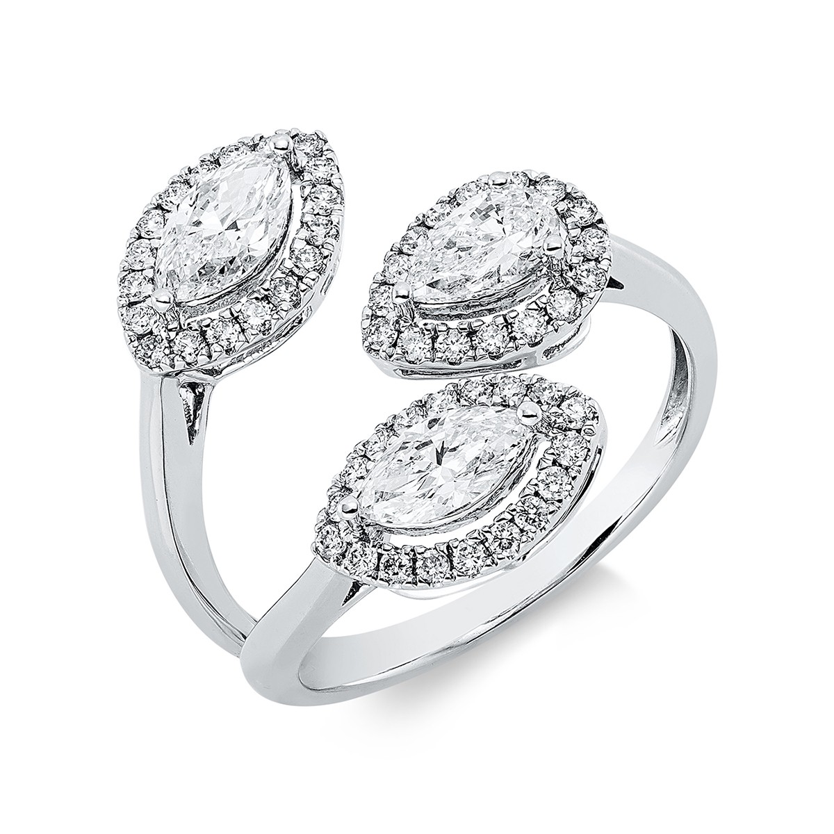 ring 18 kt WG, GIA 3pcs