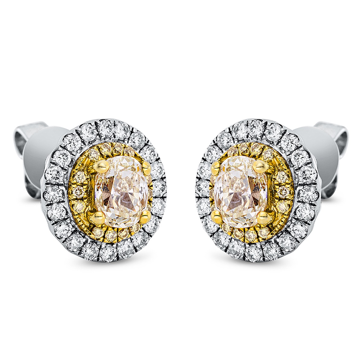 earrings 18 kt WG+YG