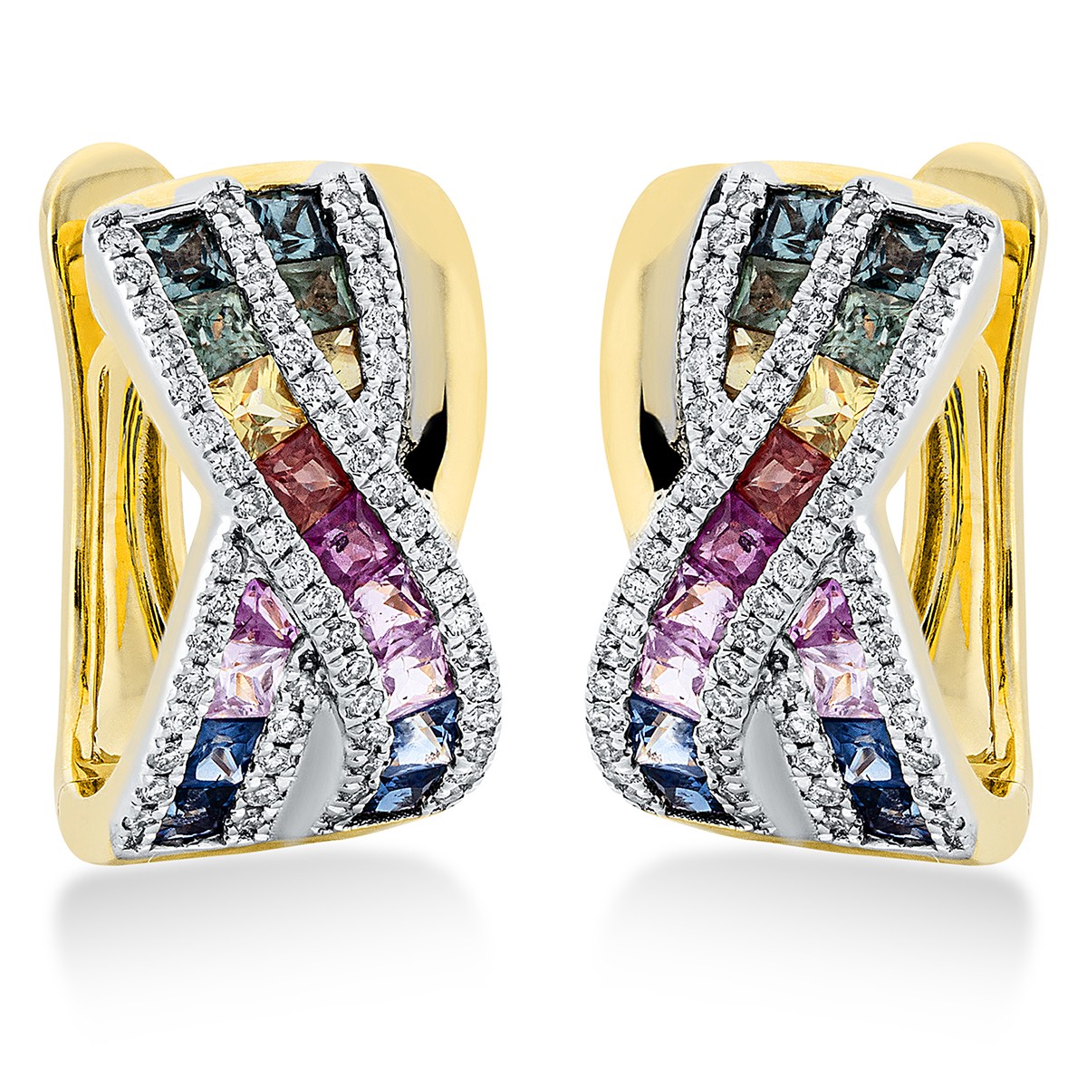 huggies 18 kt YG, setting rhodium plated