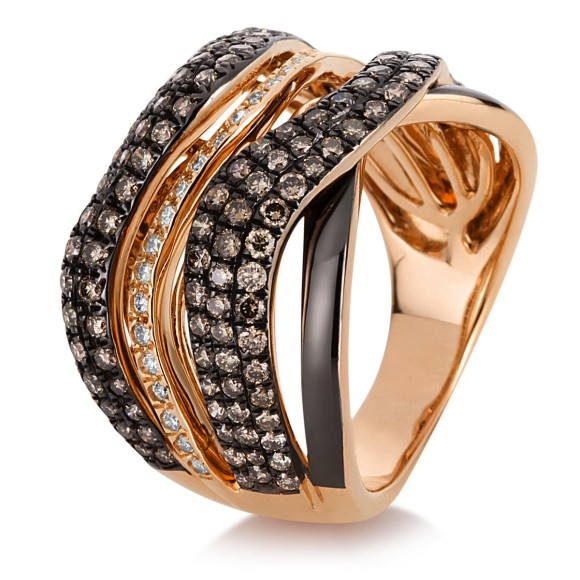 ring 18 kt RG, partly black rhodium plated