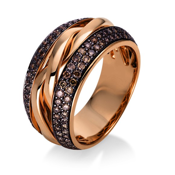 ring 18 kt RG, partly black rhodium plated