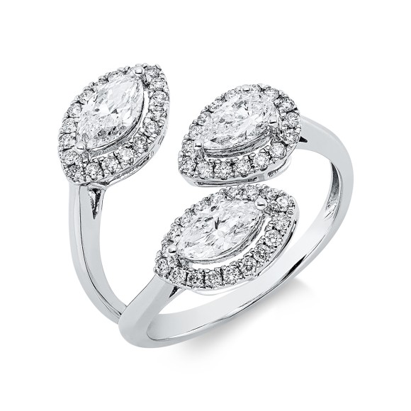 ring 18 kt WG, GIA 3pcs