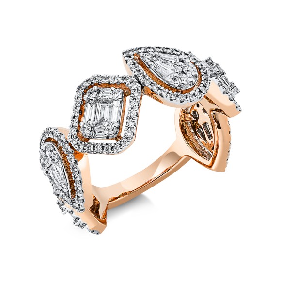 ring 18 kt RG, setting rhodium plated