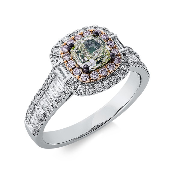 ring 18 kt WG+RG, setting partly black rhodium