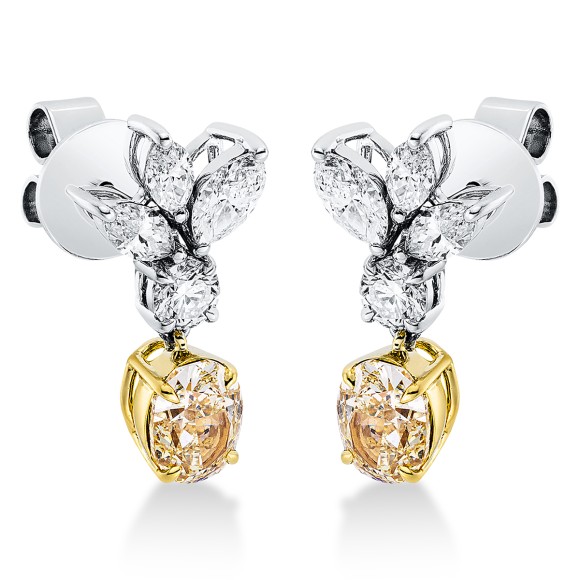 earrings 18 kt WG+YG, GIA 2pcs