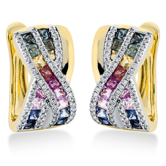 huggies 18 kt YG, setting rhodium plated