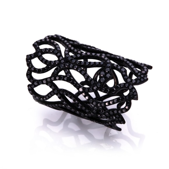 ring 18 kt WG, black rhodium plated