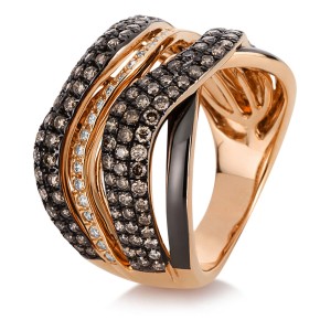 ring 18 kt RG, partly black rhodium plated