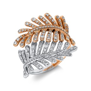 ring 18 kt WG+RG leaf