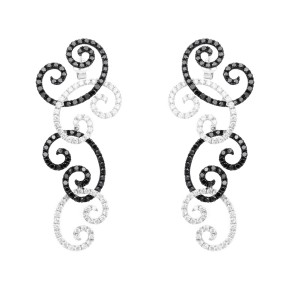 earrings 18 kt WG, setting black rhodium plated