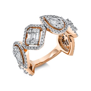 ring 18 kt RG, setting rhodium plated