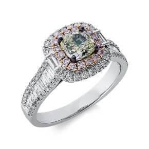 ring 18 kt WG+RG, setting partly black rhodium