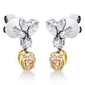 earrings 18 kt WG+YG, GIA 2pcs