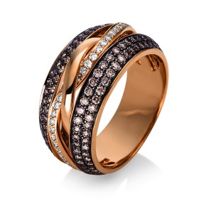 ring 18 kt RG, partly black rhodium plated