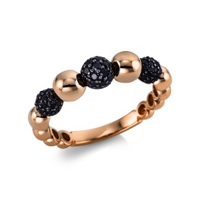 ring 18 kt RG, setting black rhodium plated