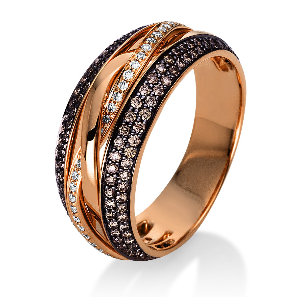 ring 18 kt RG, partly black rhodium plated