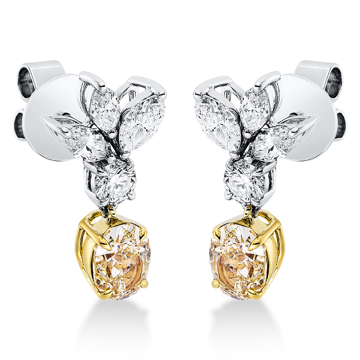 earrings 18 kt WG+YG, GIA 2pcs